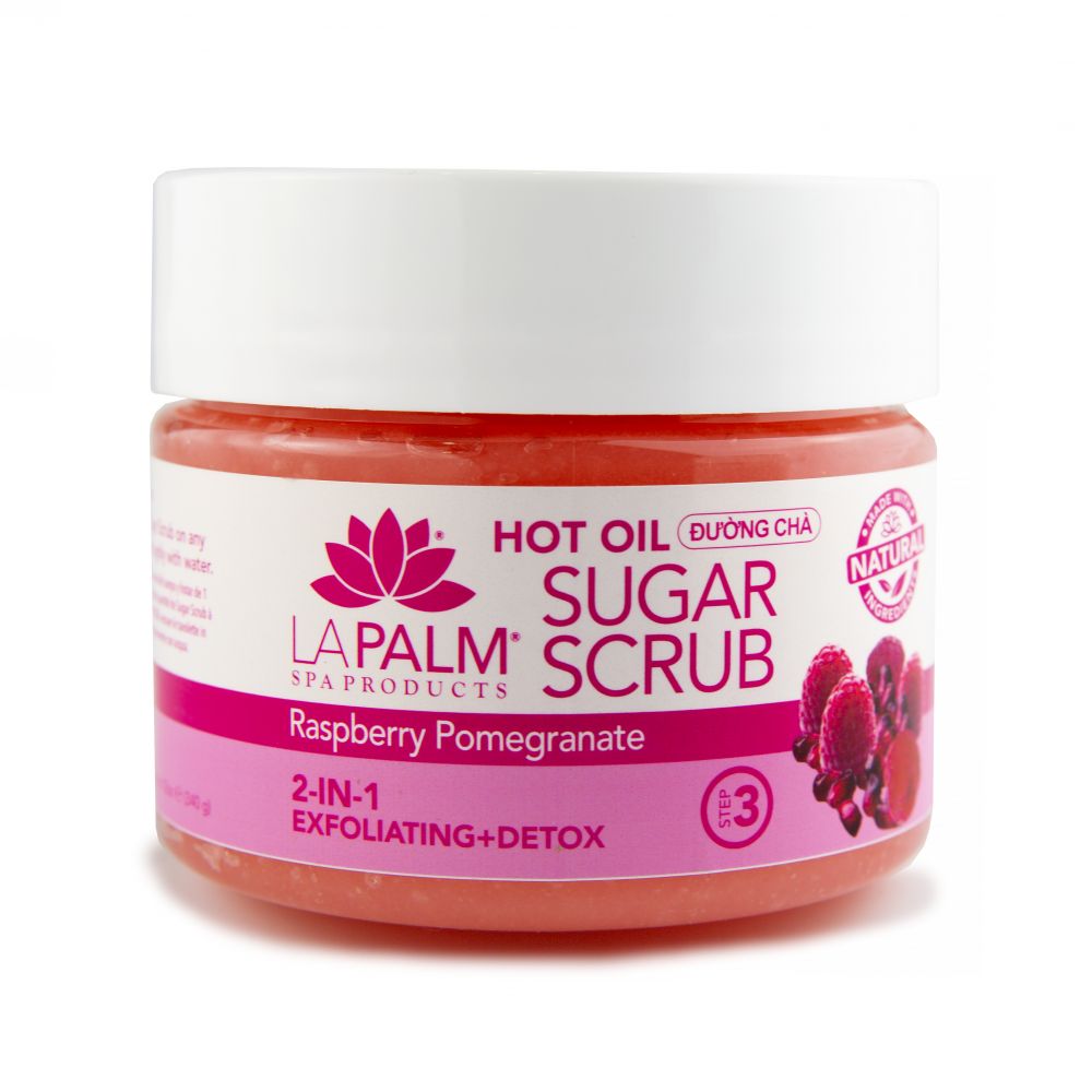 LA PALM Sugar Scrub, Raspberry Pomegranate - Цукрово-олійний скраб з алое вера і вітаміном Е, 355 мл